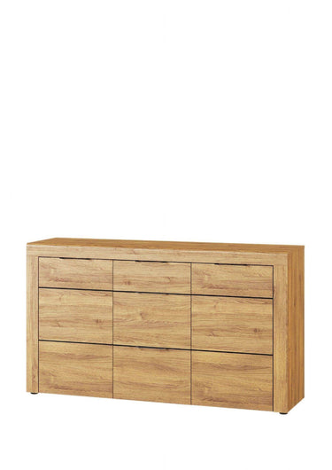 Elegant Camar Large Oak Effect Sideboard with Three Soft-Close Drawers and Two Cupboards - UK Luxury Furniture